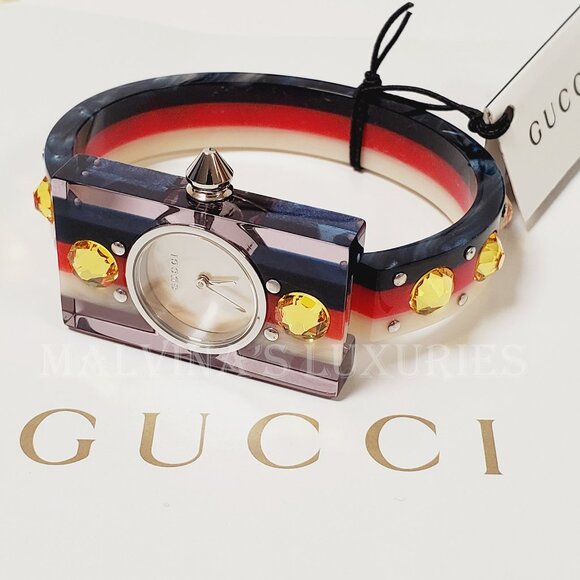 GUCCI WATCH YA143524 WEB BANGLE MOTHER OF PEARL JEWELS BEE main image 15